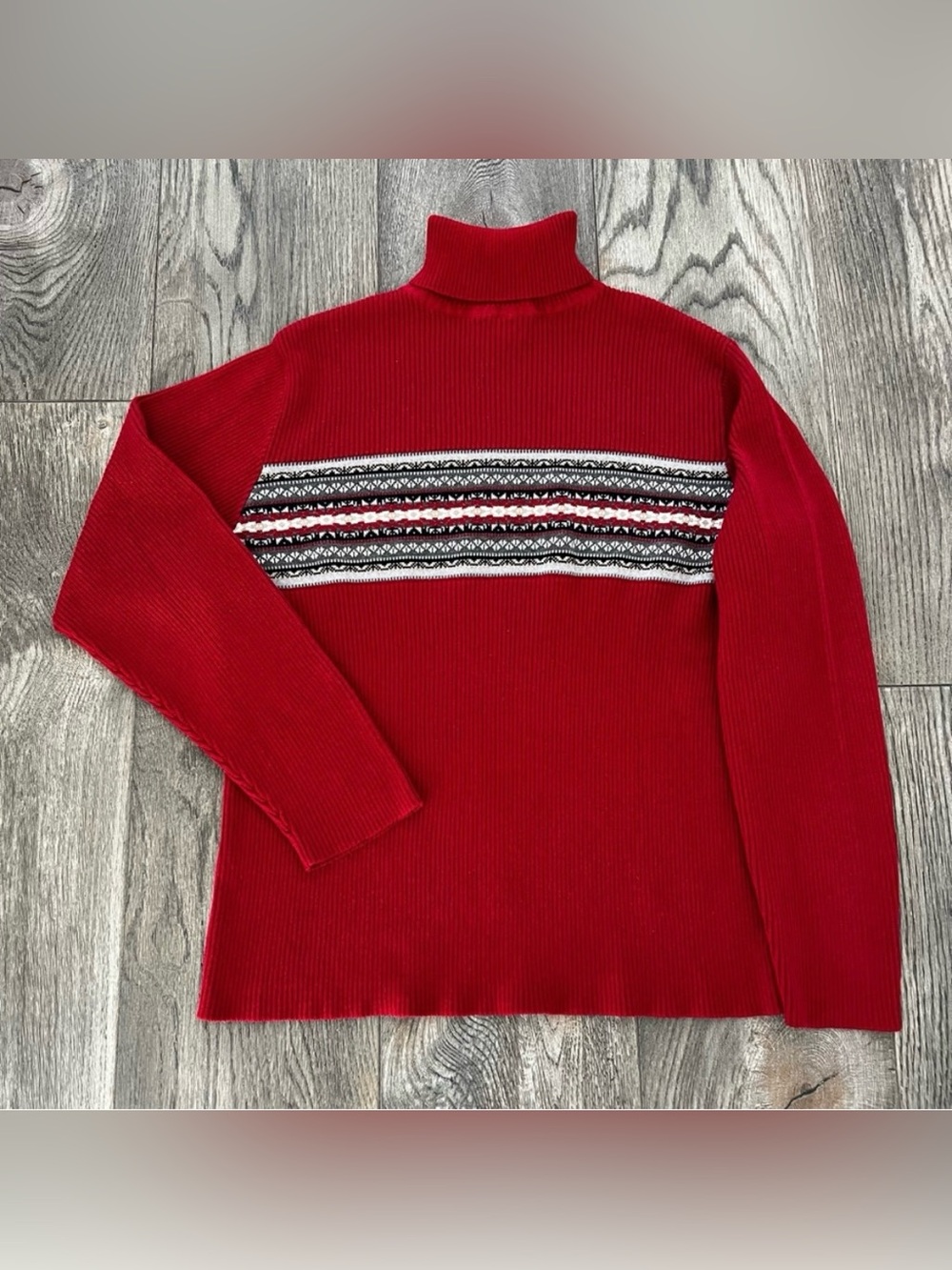 VENEZIA Vintage Y2K Red Ribbed Knit Turtleneck Sweater Top Size 14/16